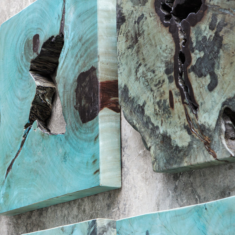 Uttermost Bahati Wood Wall Décor In Blue, S/9 - ALCOVE LIGHTING