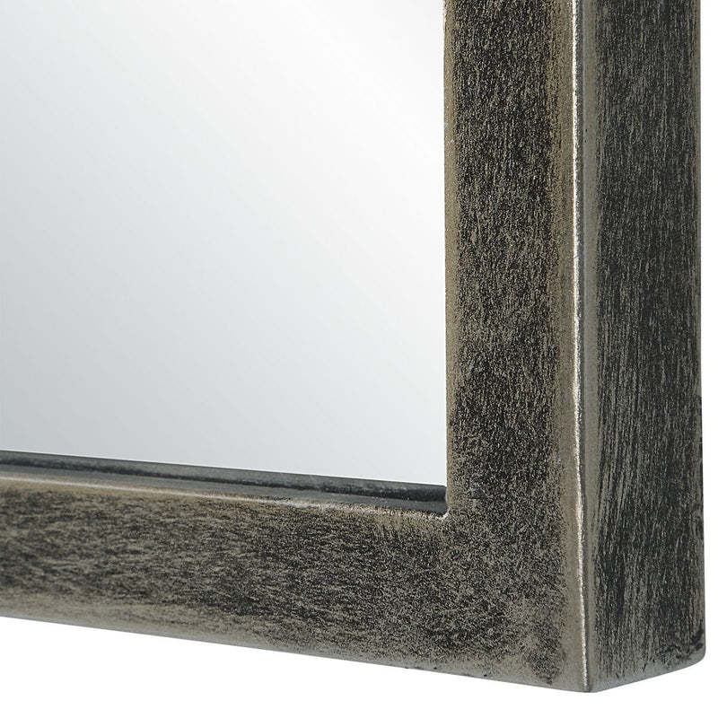 Treva Rich Bronze Mirror | Modern Arch Iron Frame Bathroom Vanity Mirror (22 in. W x 36 in. H x 1 in. D)