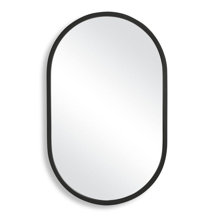 Orelis Matte Black Mirror | Modern Oval Engineered Polymer Frame Bathroom Vanity Mirror Mounted Vertical or Horizontal (20 in. W x 32 in. H x 1 in. D)