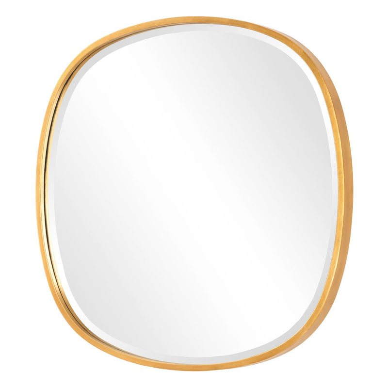 Auriel Gold Leaf Mirror | Modern Round Iron Frame Bathroom Vanity Mirror (30 in. W x 30 in. H x 2 in. D)