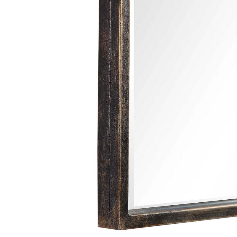 Marzala Dark Bronze with Gold Highlights Mirror | Modern Arch Iron Frame Bathroom Vanity Mirror (22 in. W x 38 in. H x 1 in. D)