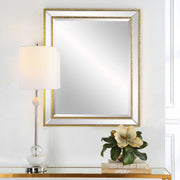 Gildmere Gold Mirror | Modern Rectangle Engineered Polymer Frame Bathroom Vanity Mirror Mounted Vertical or Horizontal (27 in. W x 33 in. H x 1 in. D)