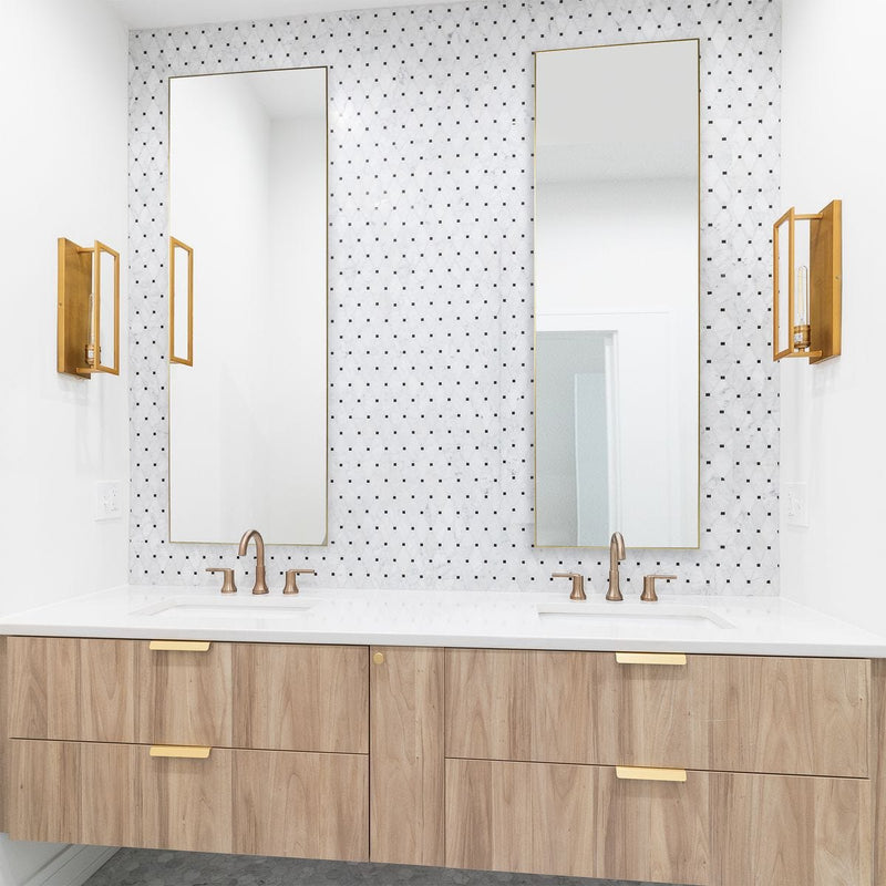 Strathen Gold Mirror | Modern Rectangle Frame Bathroom Vanity Mirror Mounted Vertical or Horizontal (20 in. W x 60 in. H x 1 in. D)
