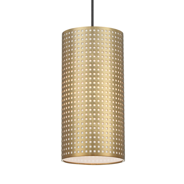 George Kovacs P5746-695 Grid 1 Light Pendant Light -Soft Brass