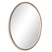 Mirza Gold Leaf Mirror | Modern Oval Iron Frame Bathroom Vanity Mirror Mounted Vertical or Horizontal (24 in. W x 35 in. H x 2 in. D)
