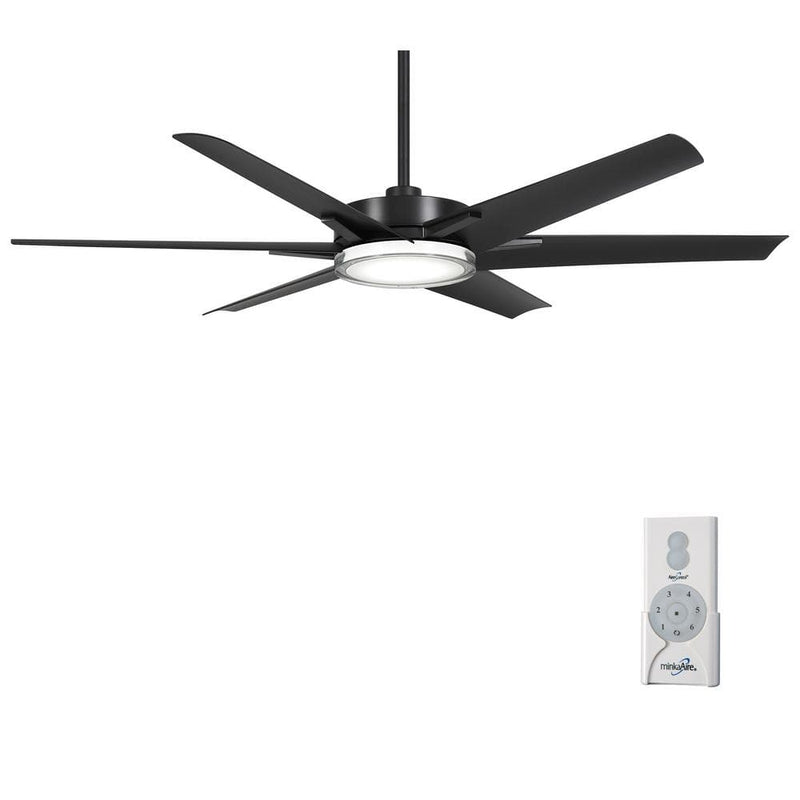 Minka Aire Deco F866L-CL 65-Inch LED Outdoor Modern Ceiling Fan in Coal Black with Remote