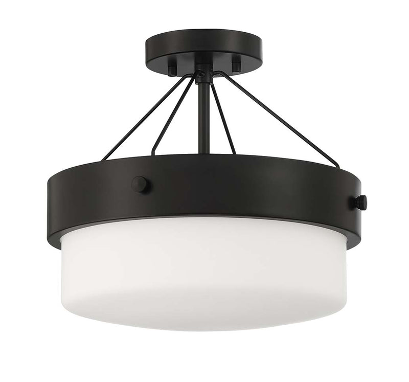 Craftmade XS3213-FB Oak Street 2 Light Convertible Semi Flush -Flat Black