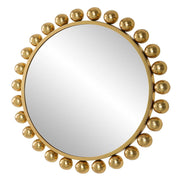 Spindra Rich Gold Mirror | Modern Round Metal Frame Bathroom Vanity Mirror (34 in. W x 34 in. H x 2 in. D)