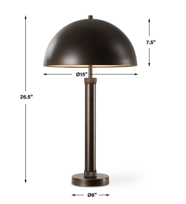 Arvessa Mid Century Modern Oil Rubbed Bronze Metal Table Lamp with Dome Shade (27" H Lamp with 8" H x 15" W Shade)