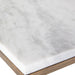 Morlan Accent Table | Antique Brass Metal Frame and White Marble Top (18 in. W x 23 in. H x 12 in. D)