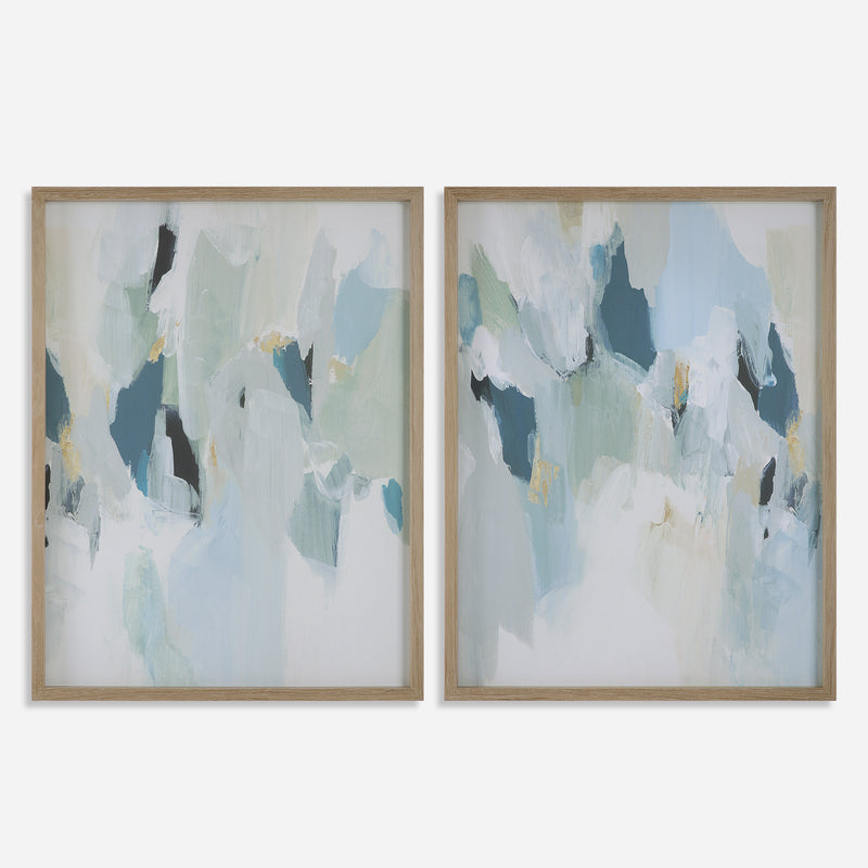 Uttermost Seabreeze Abstract Framed Canvas Prints Set/2 - ALCOVE LIGHTING