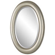 Avara Metallic Silver Mirror | Modern Oval Polystyrene Frame Bathroom Vanity Mirror Mounted Vertical or Horizontal (22 in. W x 29 in. H x 1 in. D)