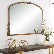 Evara Antique Gold Mirror | Classic Ornate Baroque Mantel Engineered Wood Frame Mirror (38 in. W x 28 in. H x 1 in. D)