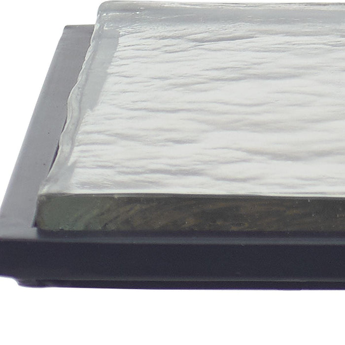 Fortica Accent Table | Black Powder Coat and Thick Cast Glass Top (12 in. W x 25 in. H x 11 in. D)