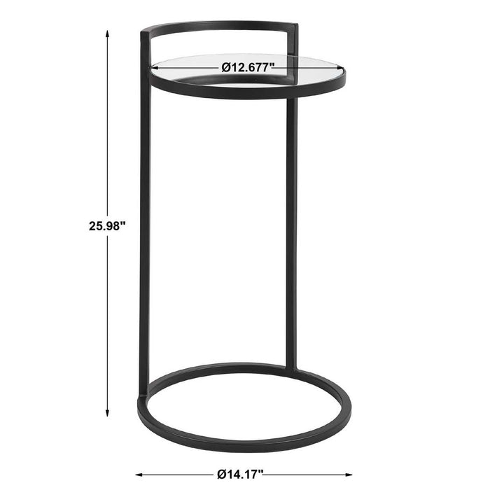 Rovik Accent Table | Matte Black and Mirrored Top (14 in. W x 26 in. H)
