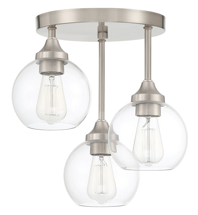 Craftmade 56253-BNK Glenda 3 Light Semi Flush -Brushed Polished Nickel