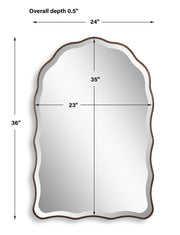 Vezzy Antique Bronze with Gold Highlights Mirror | Modern Arch Engineered Wood Frame Bathroom Vanity Mirror (24 in. W x 36 in. H x 1 in. D)