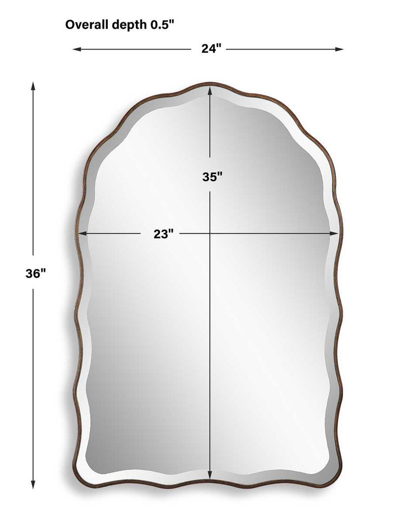 Vezzy Antique Bronze with Gold Highlights Mirror | Modern Arch Engineered Wood Frame Bathroom Vanity Mirror (24 in. W x 36 in. H x 1 in. D)