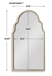Montessa Warm Silver Mirror | Modern Arch Frame Bathroom Vanity Mirror (24 in. W x 41 in. H x 1 in. D)