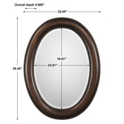Avara Dark Bronze with Gold Undertones Mirror | Modern Oval Polystyrene Frame Bathroom Vanity Mirror Mounted Vertical or Horizontal (22 in. W x 29 in. H x 1 in. D)