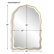 Vezzy Gold Leaf Mirror | Modern Arch Engineered Wood Frame Bathroom Vanity Mirror (24 in. W x 36 in. H x 1 in. D)