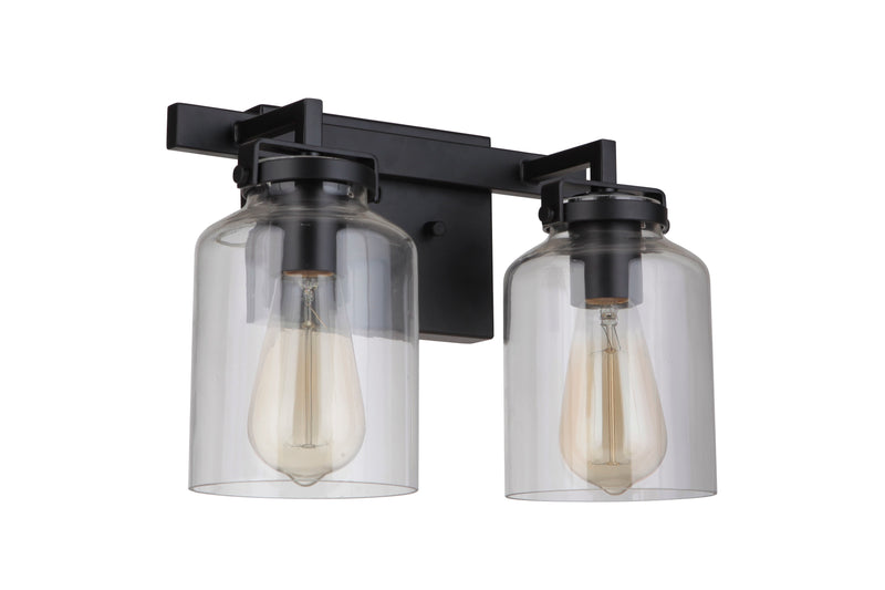 Craftmade 53602-FBDT Foxwood 2 Light Bathroom Vanity Light -Flat Black/Dark Teak