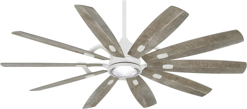 Minka Aire Barn F864L-WHF/SVG 65-Inch LED Indoor Smart Modern Ceiling Fan in Flat White with Soft Grey Blades and Remote