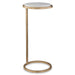 Parlen Accent Table | Aged Gold Iron and White Marble Top (10 in. W x 24 in. H)