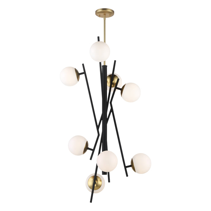 George Kovacs P359-618-L Alluria 8 Light LED Foyer Pendant Light -Weathered Black w/ Autumn Gold