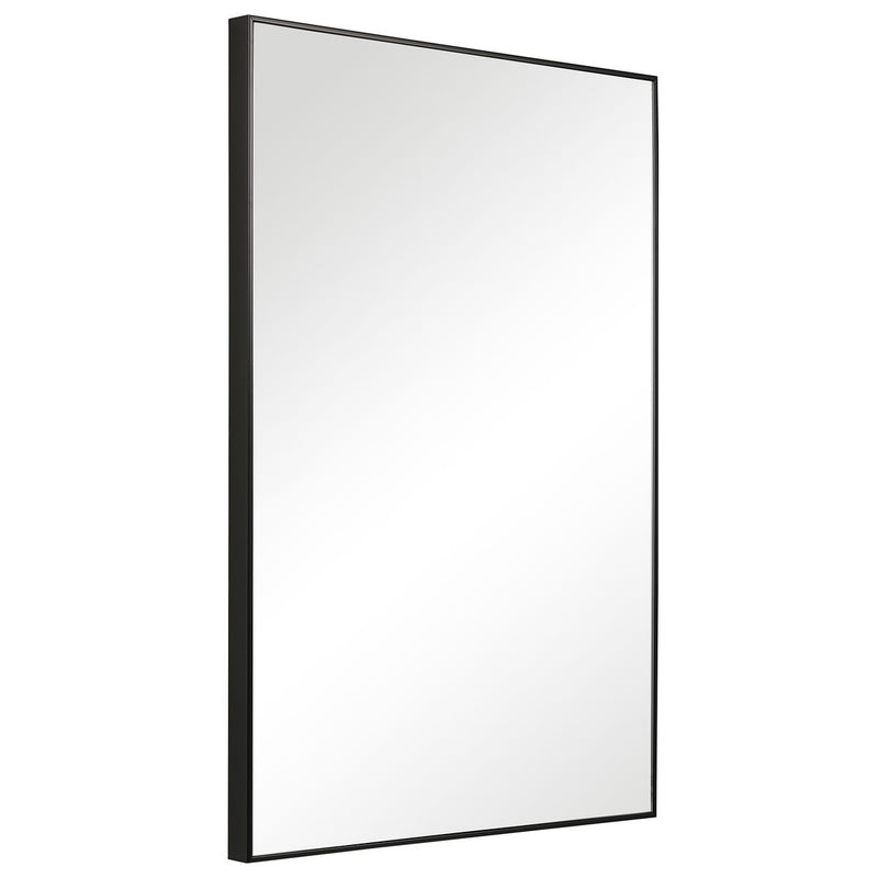 Moden Black Mirror | Modern Rectangle Frame Bathroom Vanity Mirror Mounted Vertical or Horizontal (21 in. W x 31 in. H x 1 in. D)