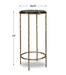 Vortel Accent Table | Antique Gold Textured Iron and Recycled Glass Top (12 in. W x 24 in. H)