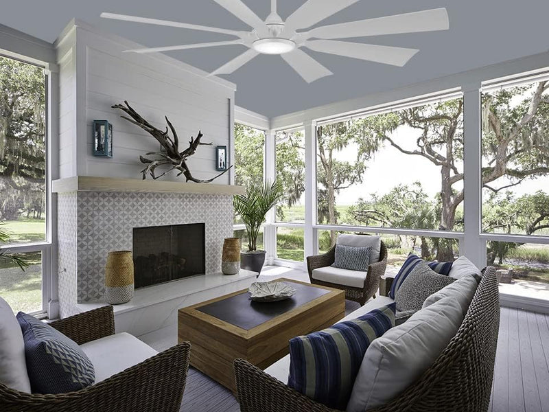 Minka Aire Future F756L-WHF 65-Inch Wet LED Outdoor Ceiling Fan in Flat White with Remote