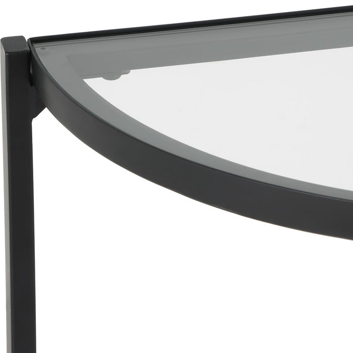Orluna Console Table | Satin Black with Tempered Glass Shelves (36 in. W x 30 in. H x 12 in. D)