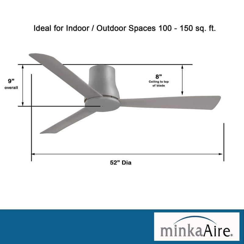 Minka Aire Simple Flush Hugger 52" Grey Outdoor Ceiling Fan with Remote