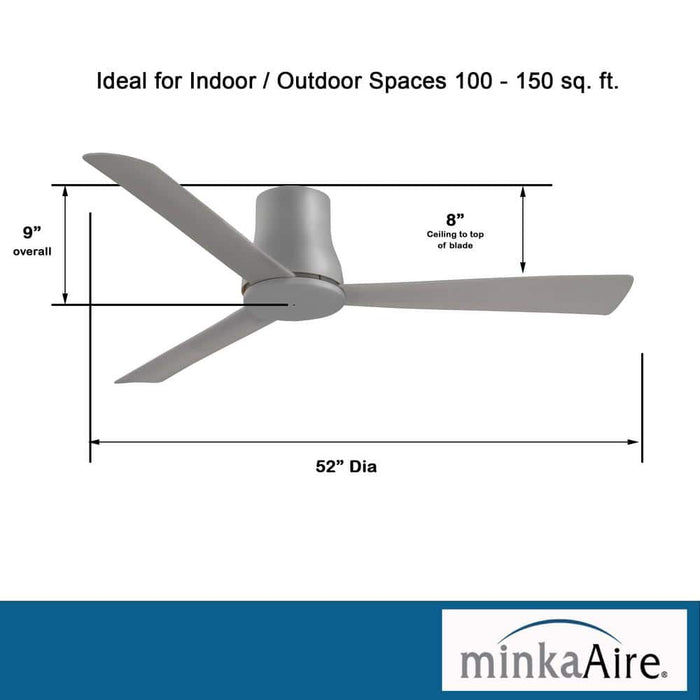 Minka Aire Simple Flush Hugger 52" Grey Outdoor Ceiling Fan with Remote