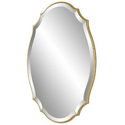 Domari Antique Metallic Gold Leaf Mirror | Modern Oval Engineered Wood Frame Bathroom Vanity Mirror Mounted Vertical or Horizontal (20 in. W x 30 in. H x 1 in. D)