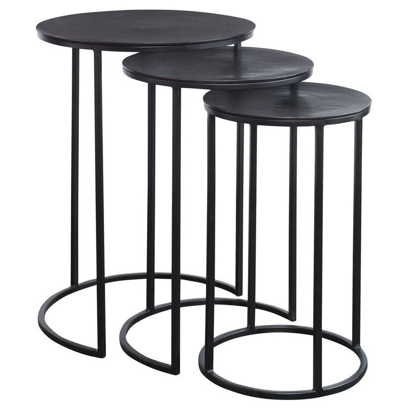 Kozari Nesting Tables Set of 3 | Rich Espresso and Iron Craftsmanship (Small: 12 in. W x 20 in. H; Medium: 14 in. W x 22 in. H; Large: 17 in. W x 24 in. H)