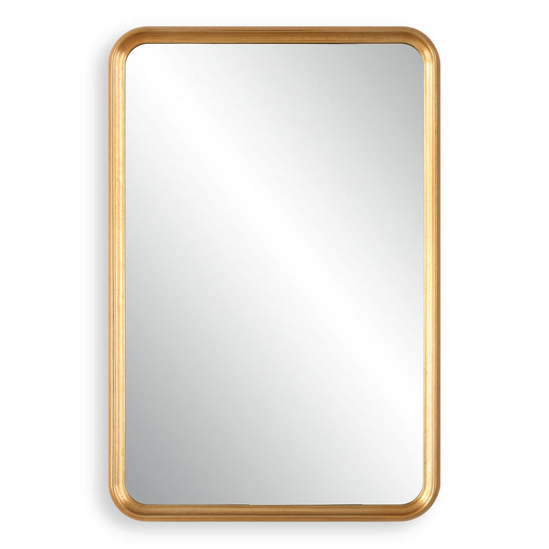 Solvera Champagne Gold Leaf Mirror | Modern Rectangle Engineered Wood Frame Bathroom Vanity Mirror Mounted Vertical or Horizontal (20 in. W x 30 in. H x 1 in. D)