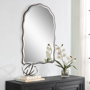 Vezzy Antique Bronze with Gold Highlights Mirror | Modern Arch Engineered Wood Frame Bathroom Vanity Mirror (24 in. W x 36 in. H x 1 in. D)