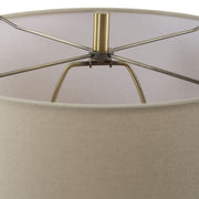 Zemira Emerald Green Glaze Modern Ceramic Accent Table Lamp with Beige Linen Shade (24" H Lamp with 9" H x 14" W Shade)