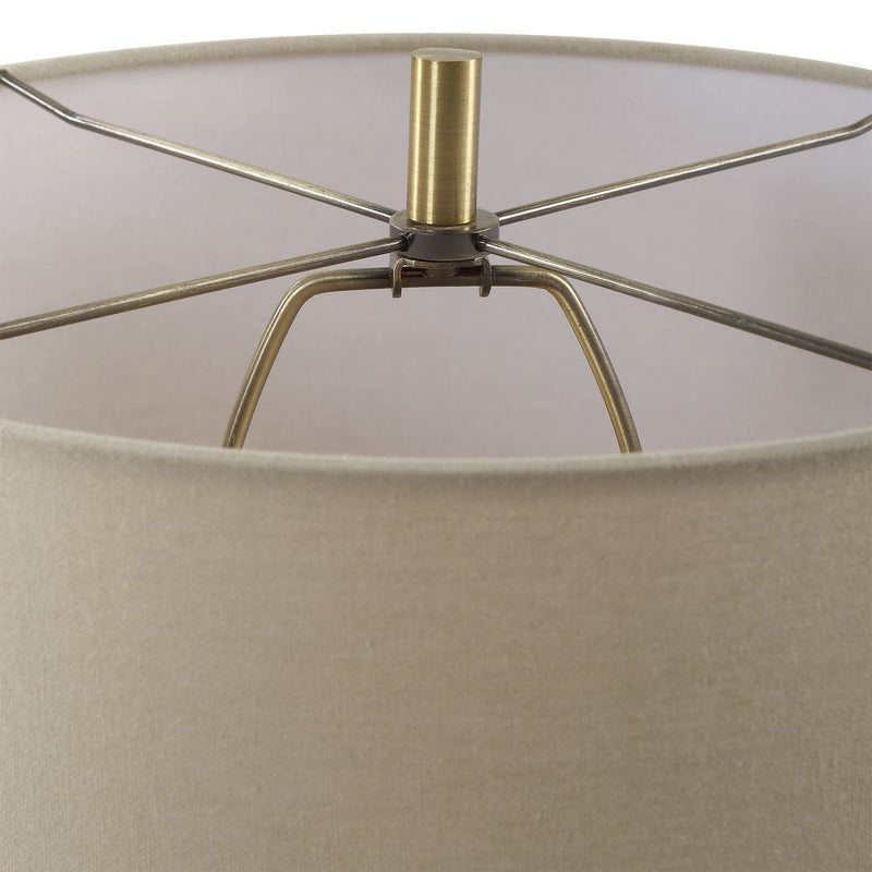 Zemira Emerald Green Glaze Modern Ceramic Accent Table Lamp with Beige Linen Shade (24" H Lamp with 9" H x 14" W Shade)