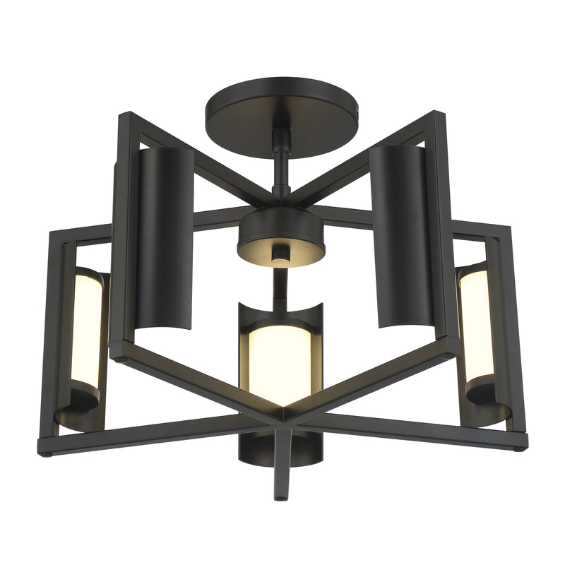 George Kovacs P1554-66A-L Trizay 5 Light LED Flush Mount -Coal