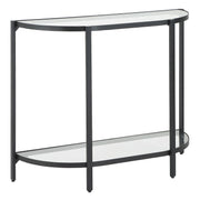 Orluna Console Table | Satin Black with Tempered Glass Shelves (36 in. W x 30 in. H x 12 in. D)
