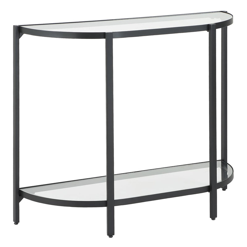 Orluna Console Table | Satin Black with Tempered Glass Shelves (36 in. W x 30 in. H x 12 in. D)
