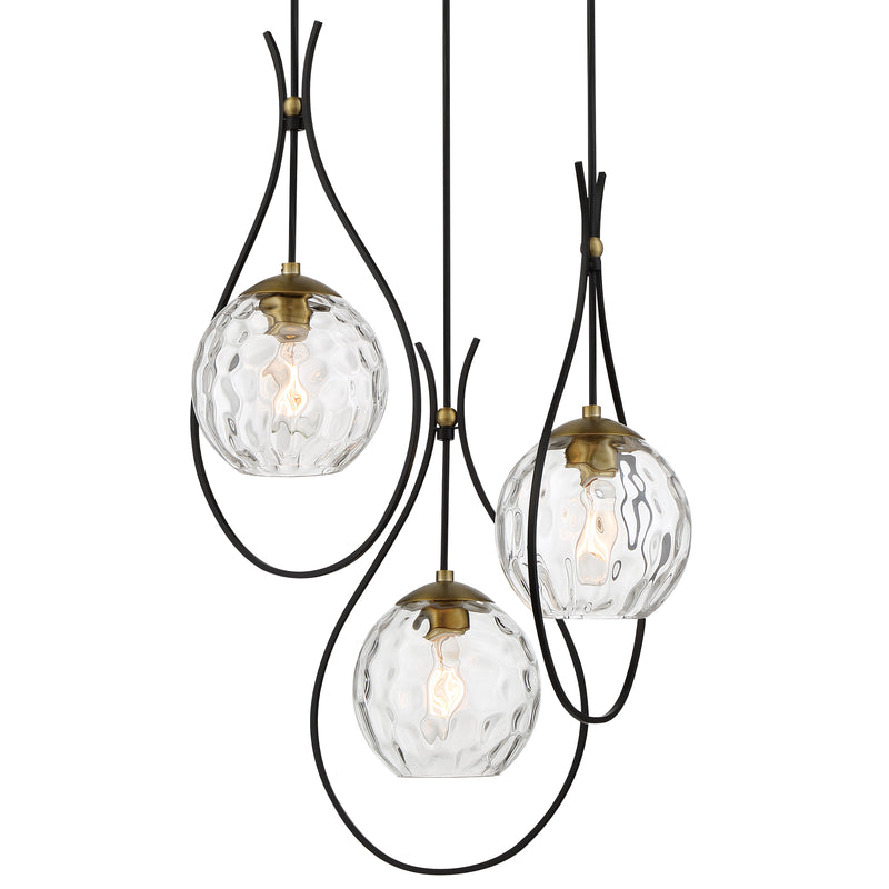 Minka Lavery Cody 3 Light Pan Pendant-Coal And Soft Brass