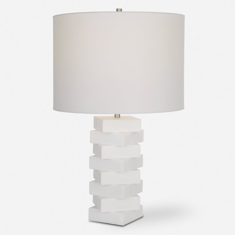Uttermost Ascent White Geometric Table Lamp