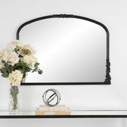 Evara Satin Black Mirror | Classic Ornate Baroque Mantel Engineered Wood Frame Mirror (38 in. W x 28 in. H x 1 in. D)