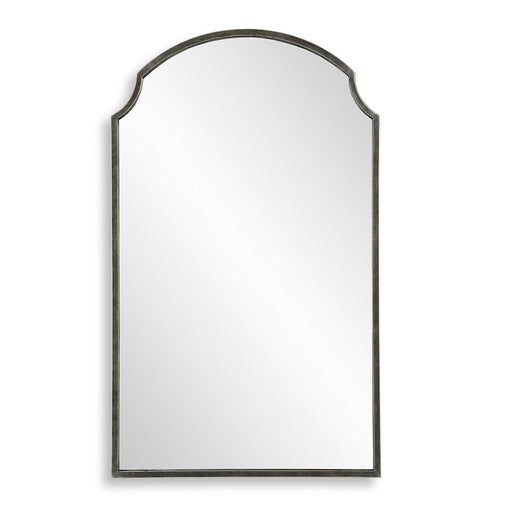 Treva Rich Bronze Mirror | Modern Arch Iron Frame Bathroom Vanity Mirror (22 in. W x 36 in. H x 1 in. D)