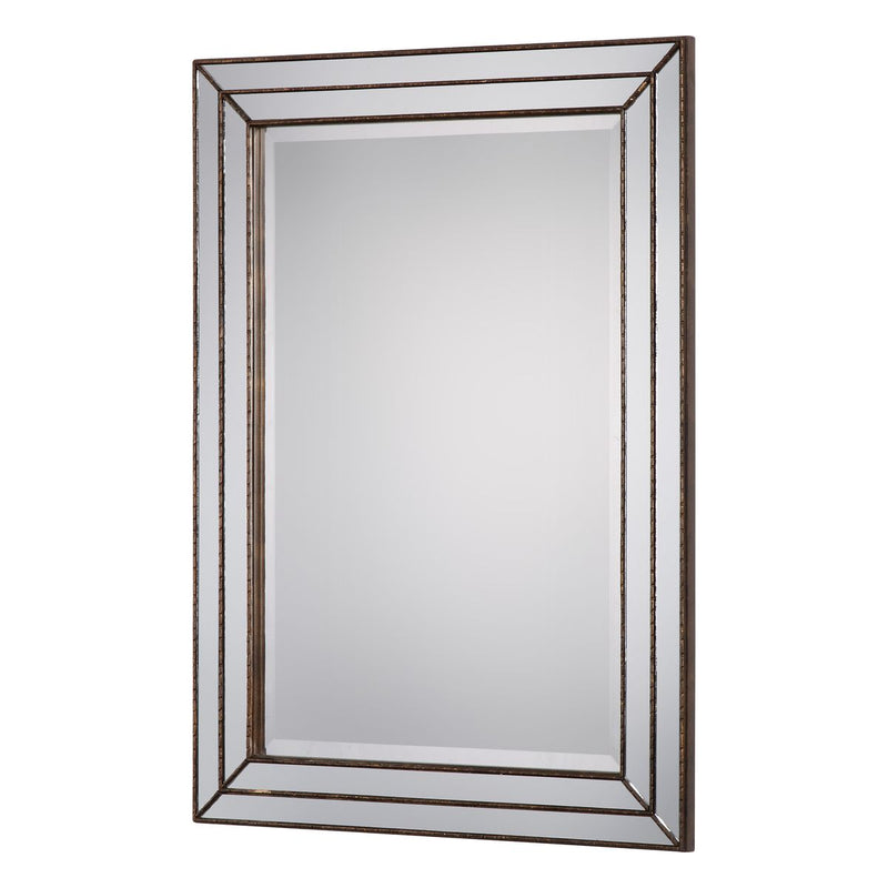 Riventa Metallic Bronze Mirror | Modern Rectangle Engineered Wood Frame Bathroom Vanity Mirror Mounted Vertical or Horizontal (24 in. W x 34 in. H x 1 in. D)