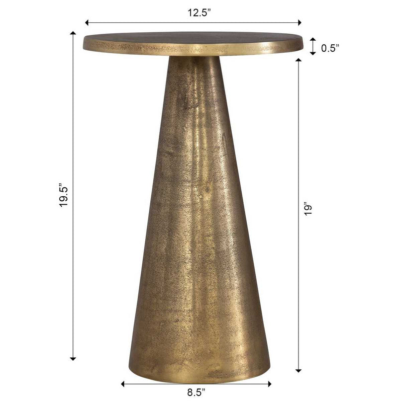 Anvik Antique Brass Accent Table (13 in. W x 20 in. H)